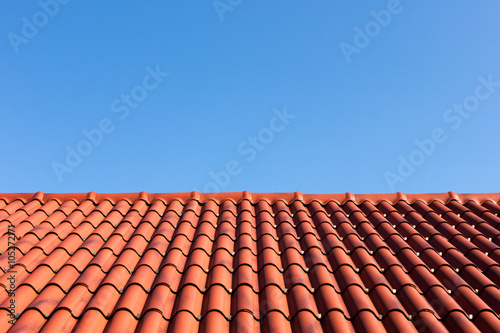 red roof and blue sky