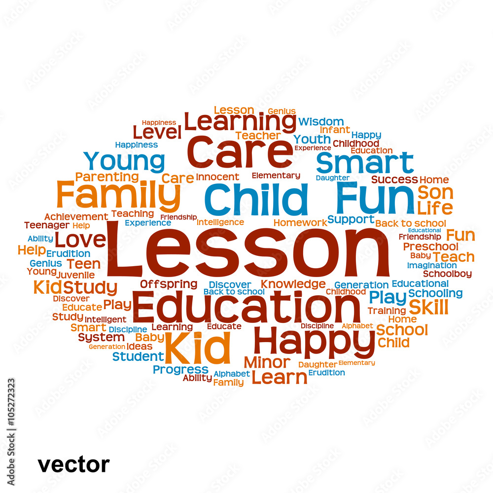 Vector conceptual education word cloud isolated