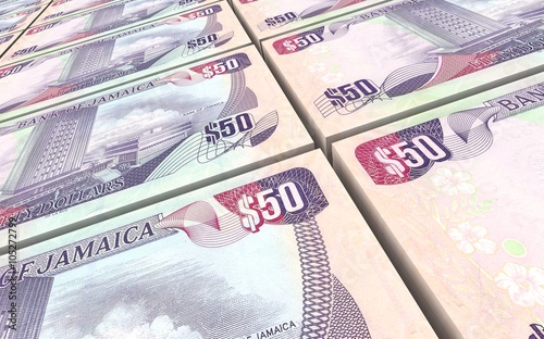 Jamaican dollar bills stacks background. Computer generated 3D photo rendering