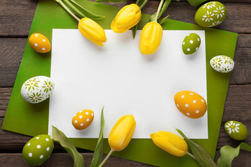 Easter background with colorful eggs