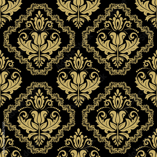 Seamless oriental ornament in the style of baroque. Traditional classic golden vector pattern