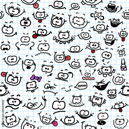 Seamless cartoon pattern with smiles