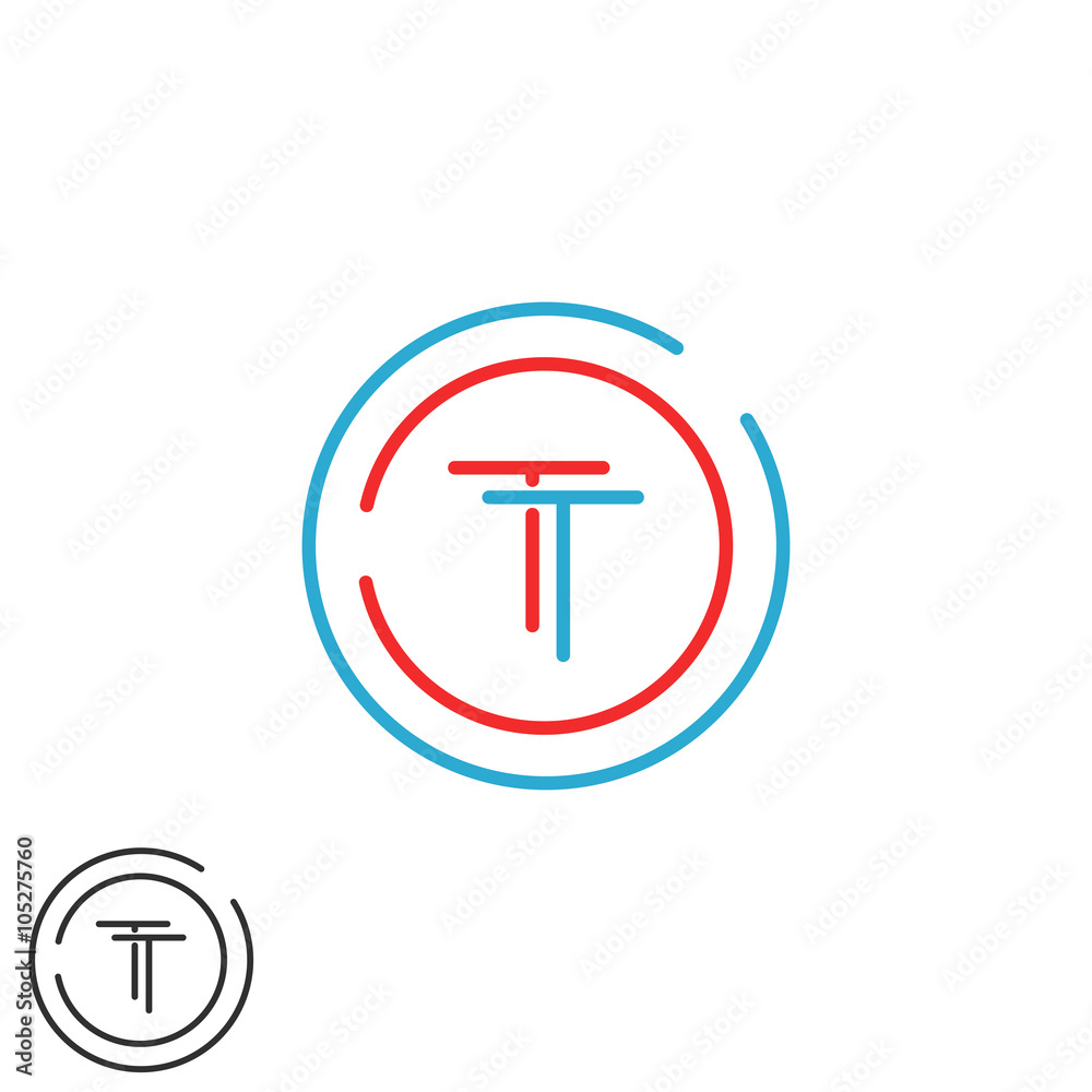 Monogram TT logo letters, two hipster initials red and blue overlapping thin line wedding invitation emblem Monogram TT logo letters, two hipster initials red and blue overlapping thin line wedding invitation emblem