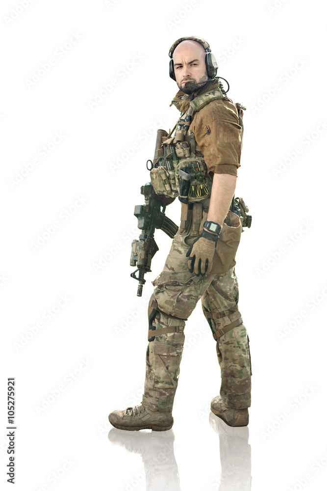 Soldier in summer uniform with the rifle Soldier in summer uniform with the rifle