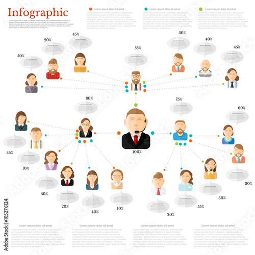 flat concept business or connection infographic. group of people interconnected