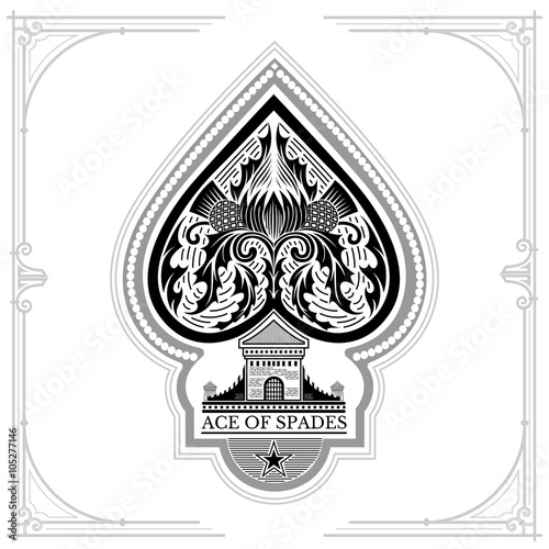 Ace of spades castle and thistle pattern inside. Black on white