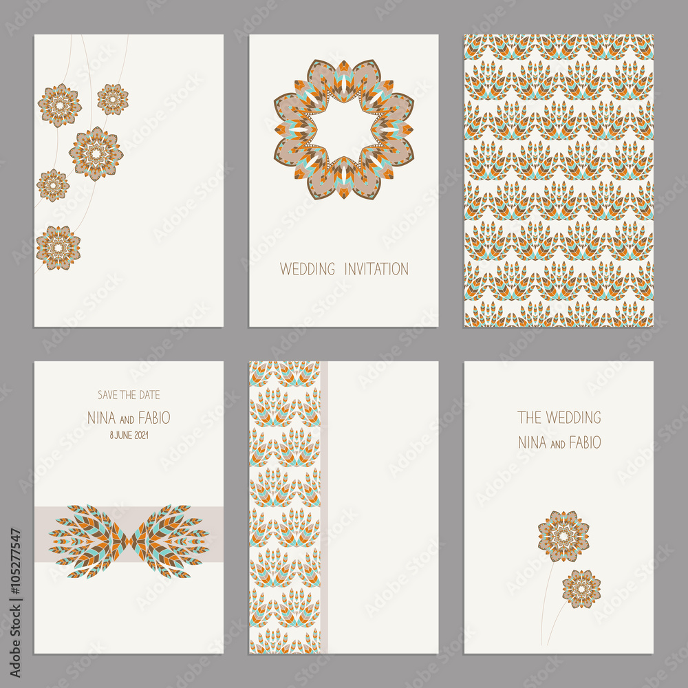 Fototapeta premium Vector Set of vintage cards templates editable. 