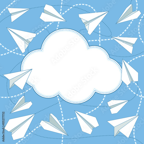 Paper Planes and Cloud Vector Background