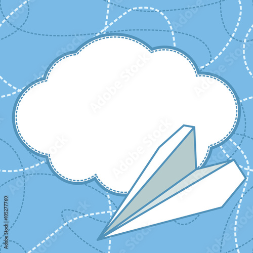 Paper Plane and Cloud Vector Background