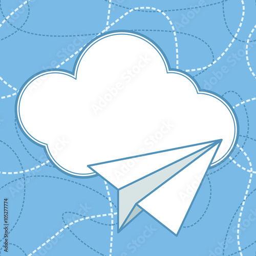Paper Plane and Cloud Vector Background
