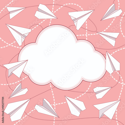 Paper Planes and Cloud Vector Background