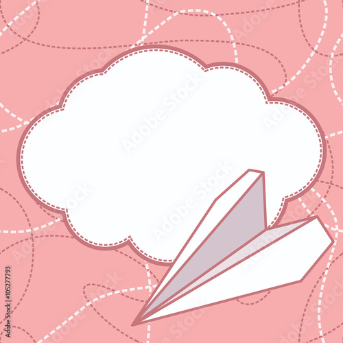 Paper Plane and Cloud Vector Background