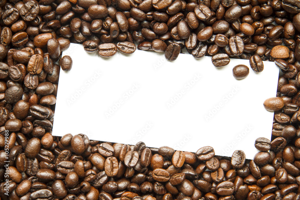 coffee beans with space for text, background, or other surface. coffee beans with space for text, background, or other surface.