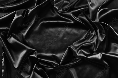 Black silk fabric material texture