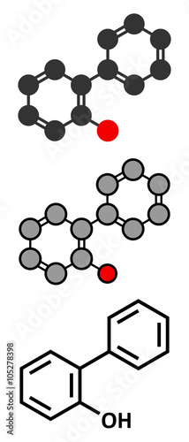 2-Phenylphenol biocide molecule. Commonly used preservative;  photo