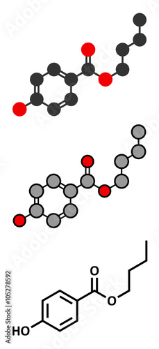 Butyl paraben (butylparaben, butyl 4-hydroxybenzoate) preservative photo