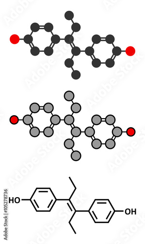 Diethylstilbestrol (DES, stilboestrol) synthetic estrogen molecule