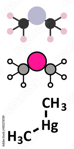Dimethylmercury  (organomercury compound) molecule.