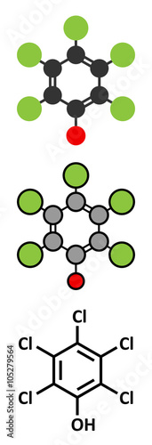 Pentachlorophenol (PCP) pesticide and disinfectant molecule. 