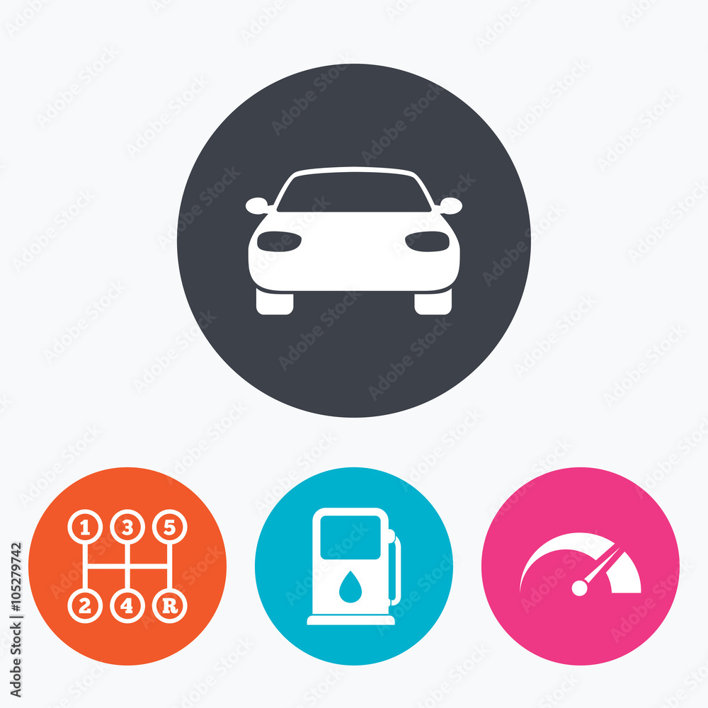 Transport icons. Tachometer and petrol station. Transport icons. Tachometer and petrol station.