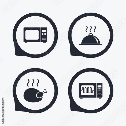 Microwave oven icon. Cooking food serving.