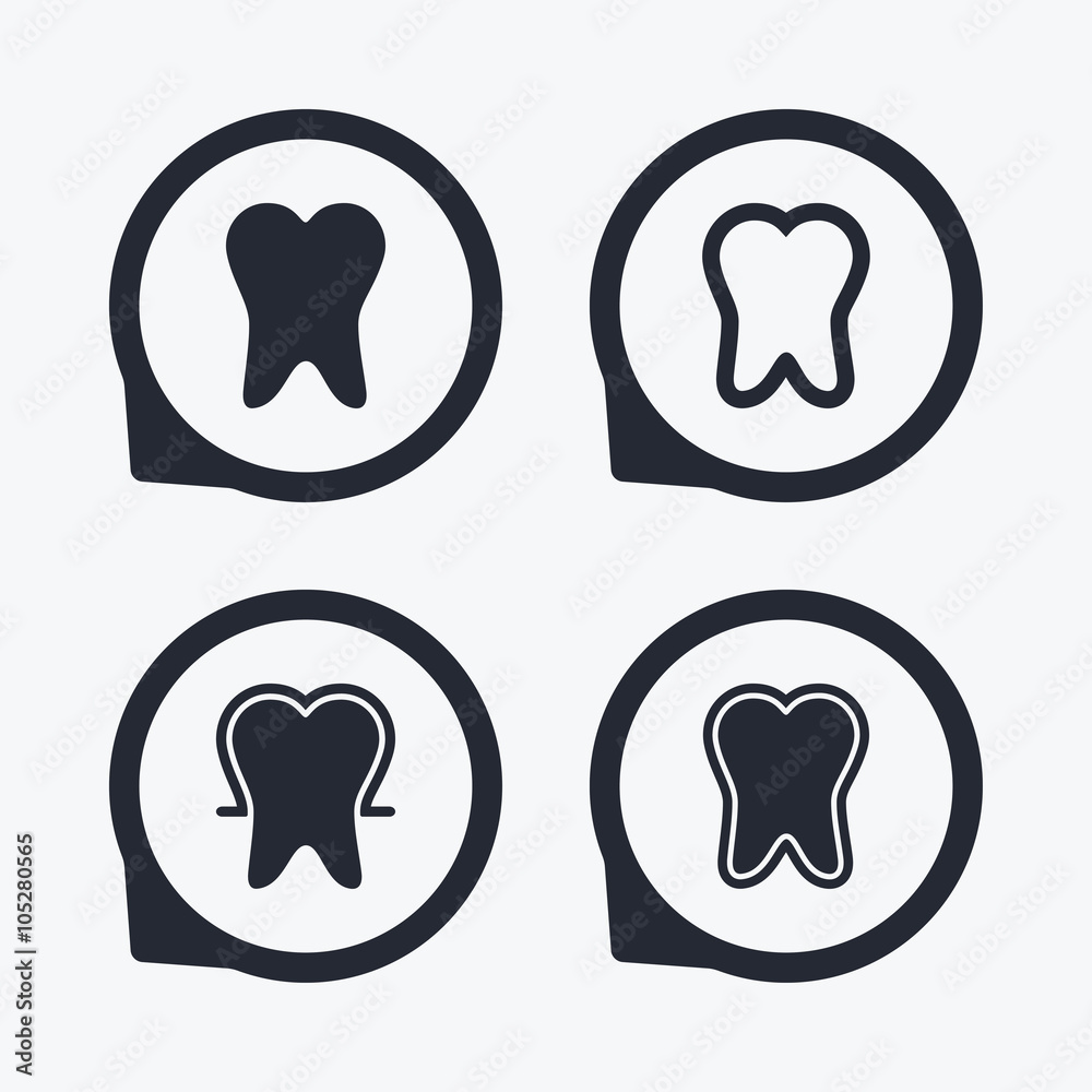 Tooth enamel protection icons. Dental care signs Tooth enamel protection icons. Dental care signs