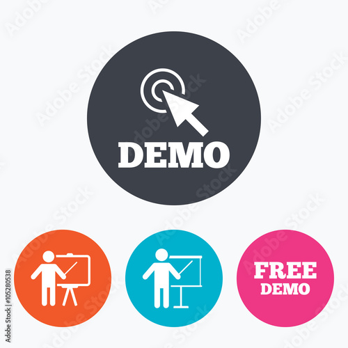 Demo with cursor icon. Presentation billboard
