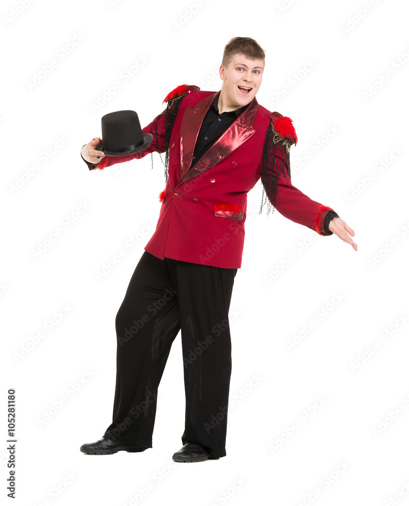 Emotional Entertainer in Red Suit and Silk Hat Emotional Entertainer in Red Suit and Silk Hat