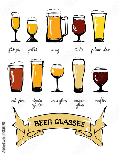 Collection vector illustration -- beer glasses
