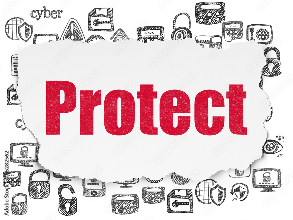 Fototapeta premium Safety concept: Protect on Torn Paper background