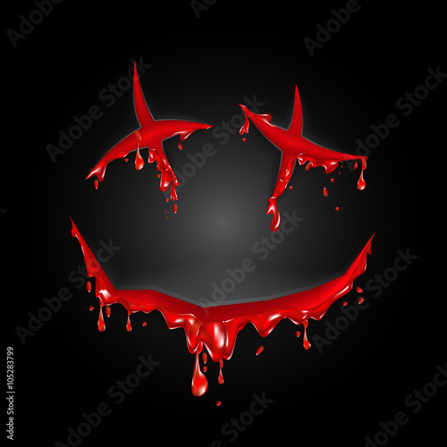 Halloween cut blood smile on a black background