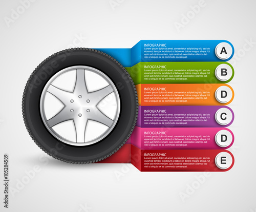 Car Wheel Infographic Design Template. Vector illustration.