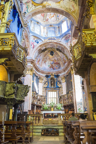 church inside on the Orta San Giulio island, Piedmont, Italy 20.04.2015