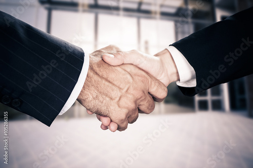 Successful business people handshaking closing a deal  photo