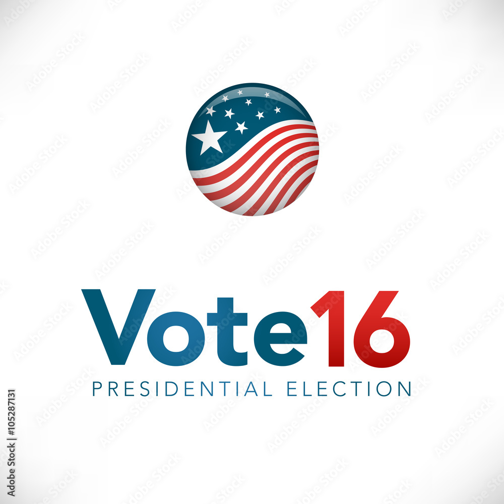 Retro or Vintage Style Vote 16 Presidential Election with Pin