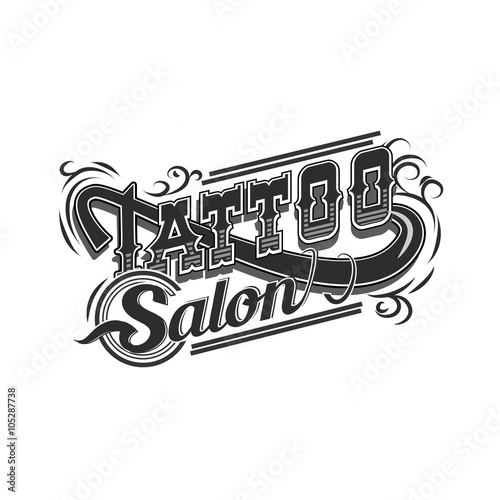 Vector tattoo salon logo  on white background. Cool retro styled vector emblems