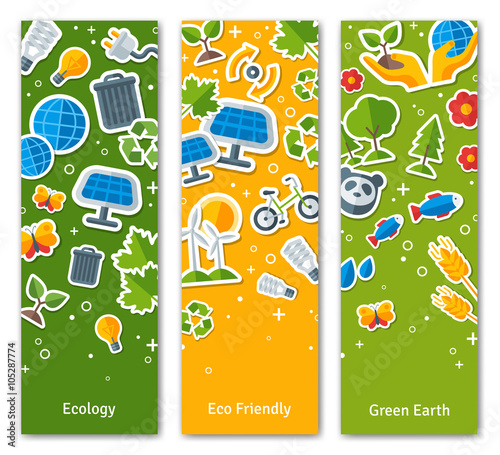 Environmental Protection, Ecology Concept Vertical Banners Set 