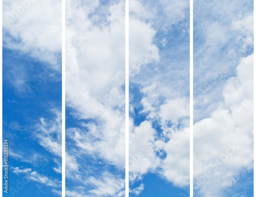 Natural sky clouds collage as a beautiful background 