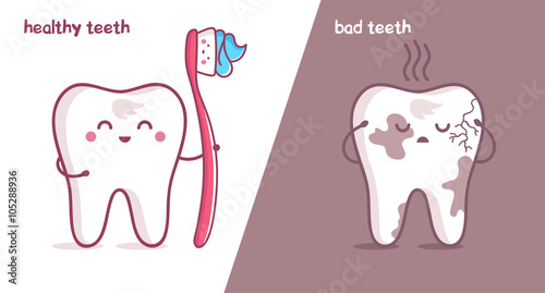 healthy tooth, bad tooth