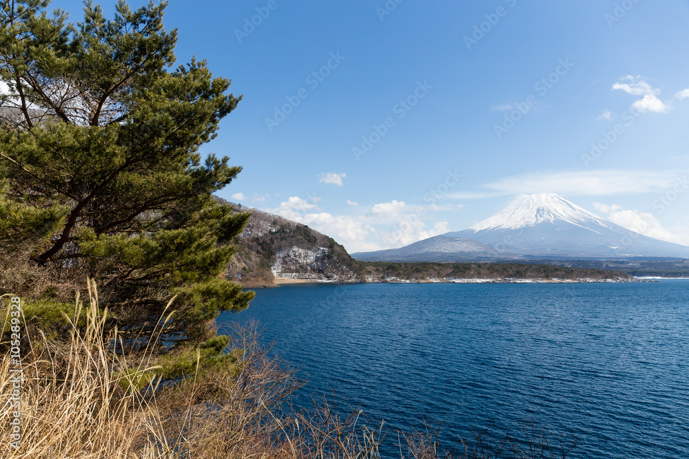 Lake Motosu and fujisan