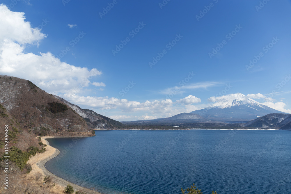 Fujisan and lake