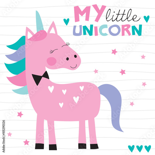 Fotografie cute colorful unicorn vector illustration