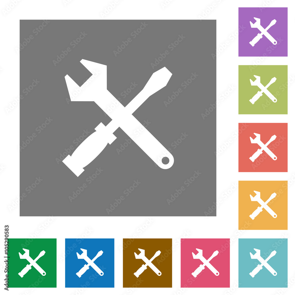 Tools square flat icons