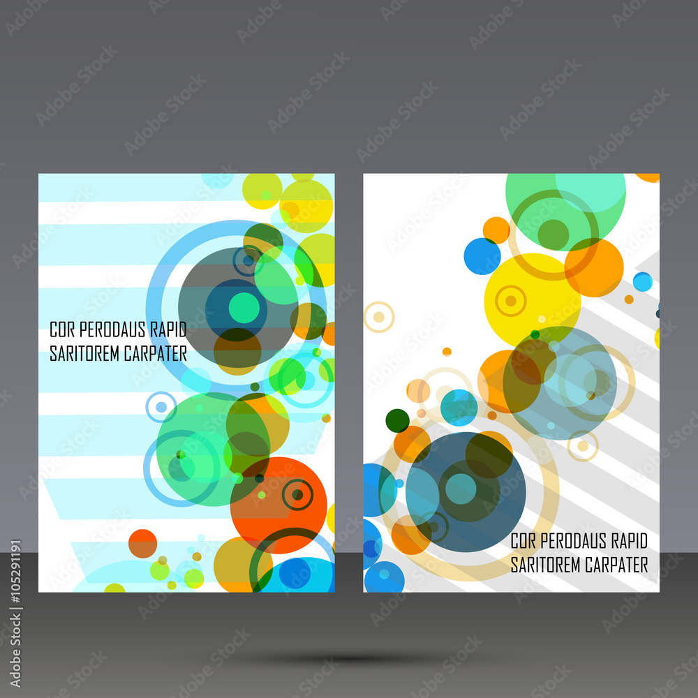 Abstract geometric image. Set in beautiful design pieces. A4 format template. Vector composition for design