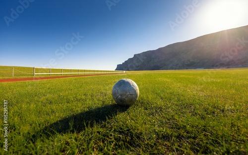 Coccer ball on the field photo