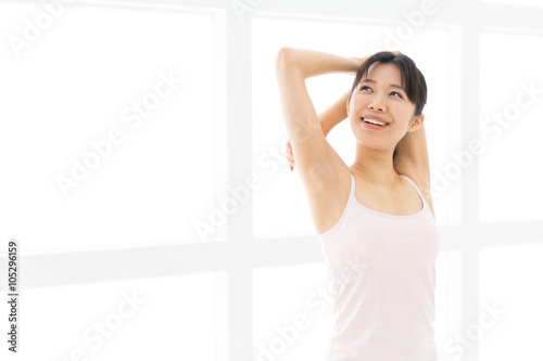 attractive asian woman exercise image