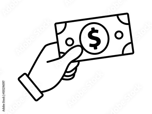 Payment with money, buying or purchase of goods line art icon for apps and websites