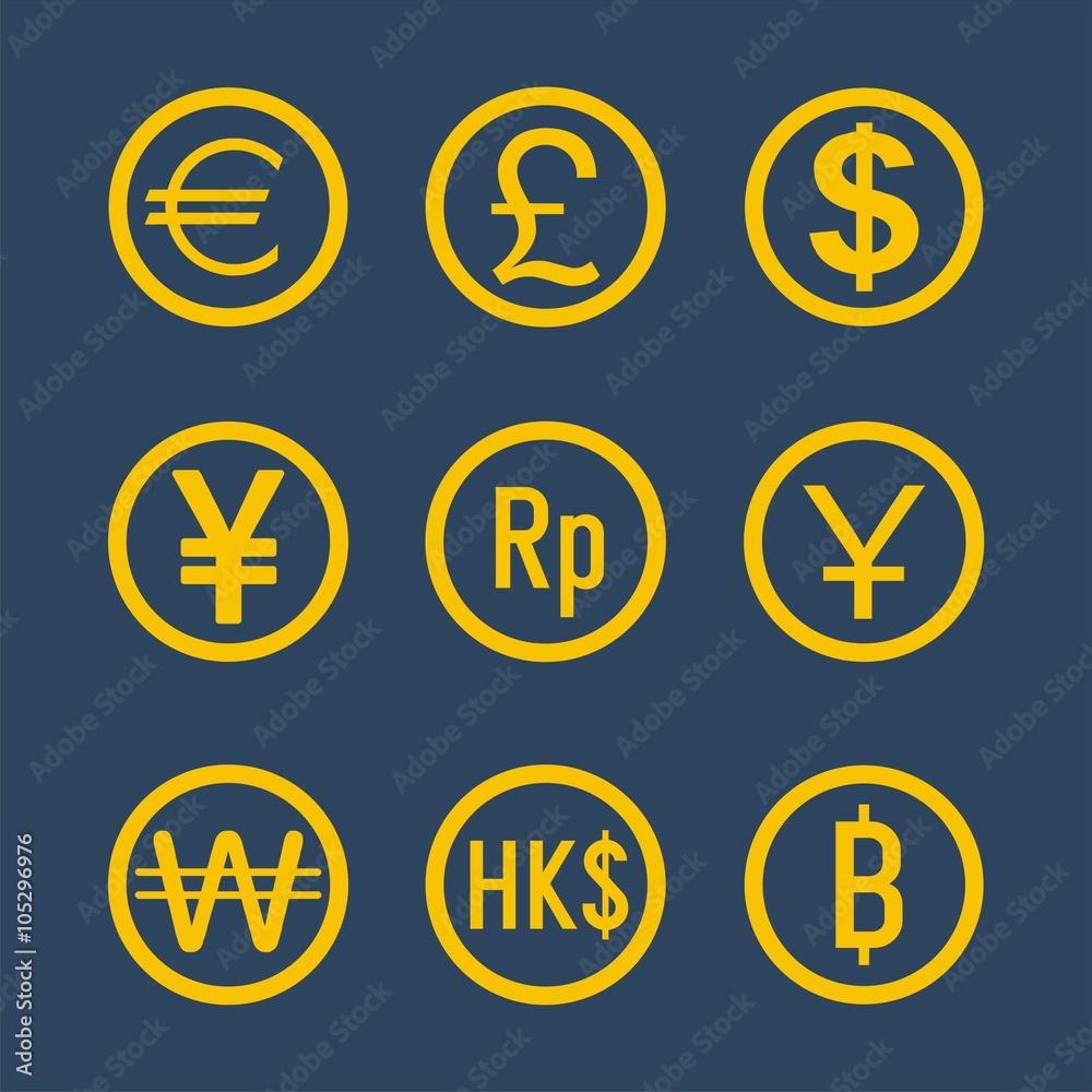 won and currency vector icons set won and currency vector icons set
