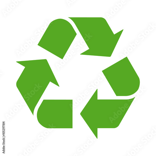Green recycle or recycling arrows flat icon for apps and websites