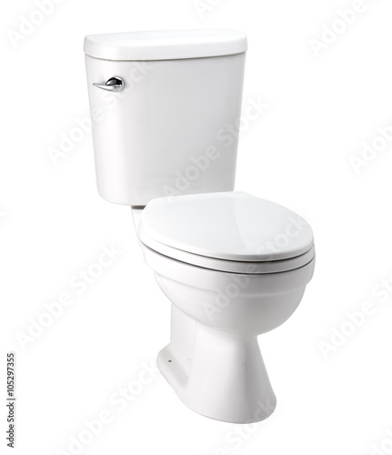 White toilet bowl bowl in a bathroom, photo image with clip path
